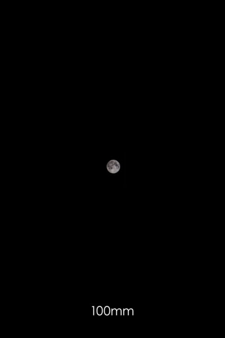Mond mit 100mm Brennweite fotografiert