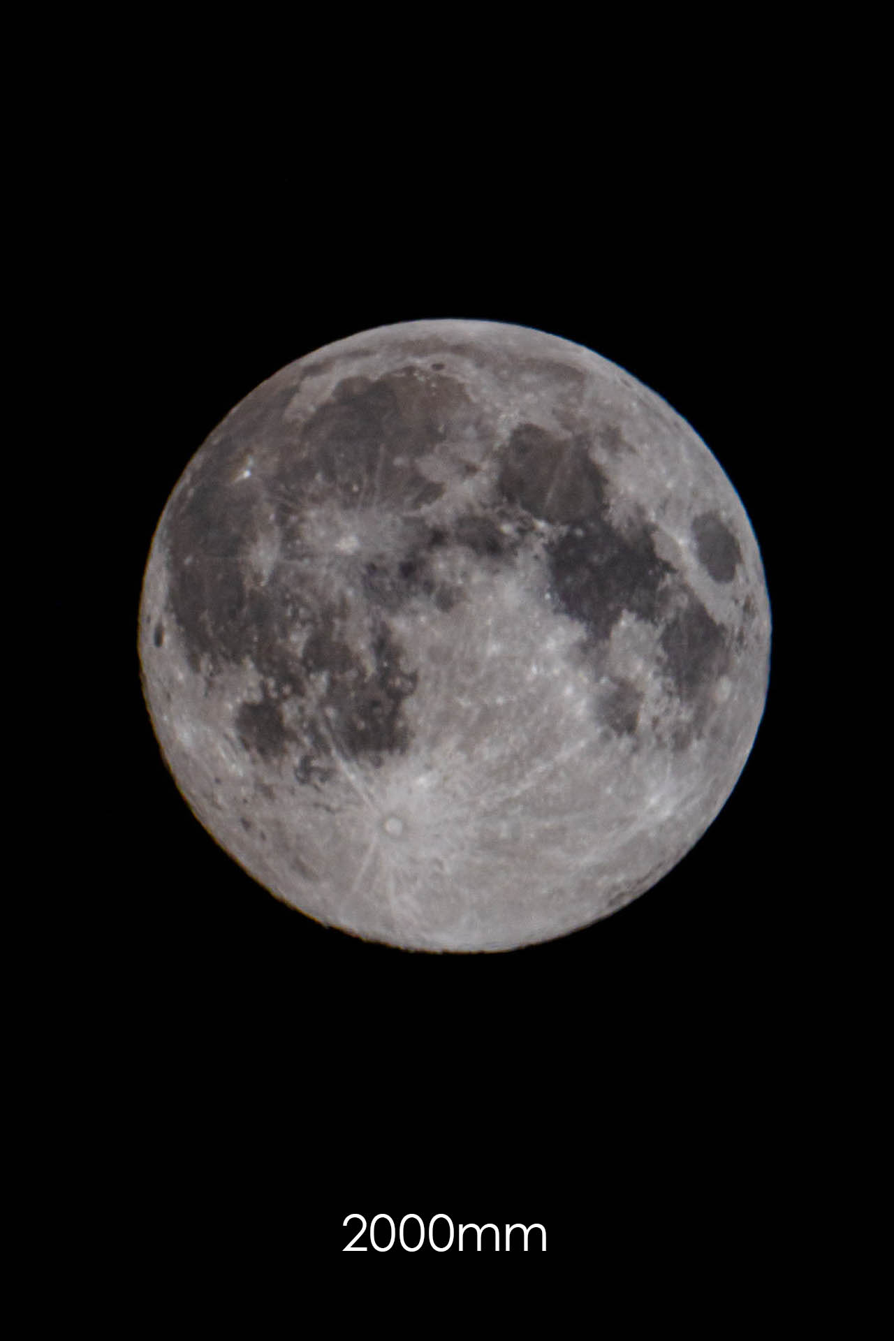 Mond mit 2000mm Brennweite fotografiert